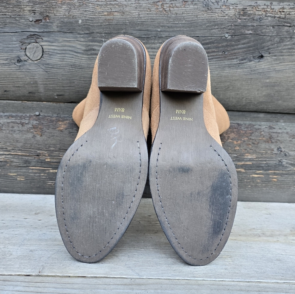 Nine West Frassie Western Boho, Suede Block Heel, Comfort Bootie 8.5M - Picture 11 of 12